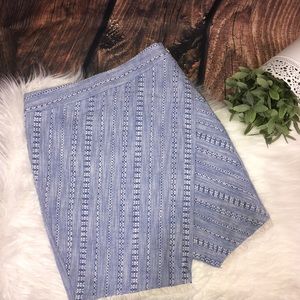 LOFT | Chambray Fringe Split front mini skirt